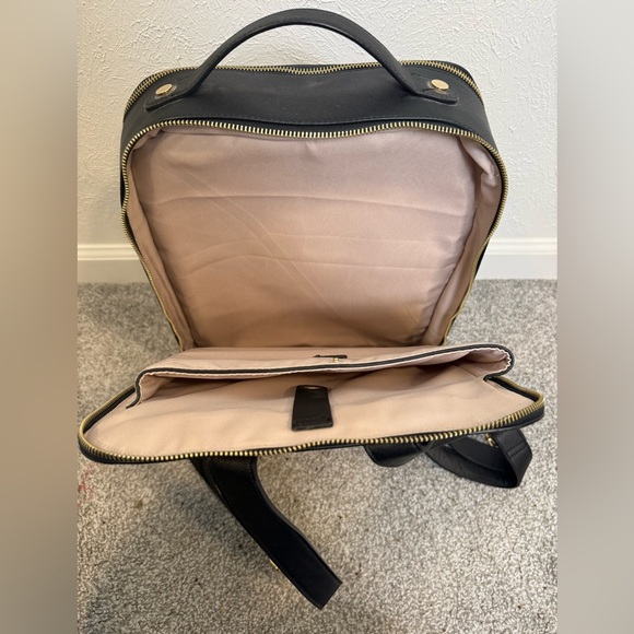 Calpak Kaya Black Laptop Backpack Gold Accents
